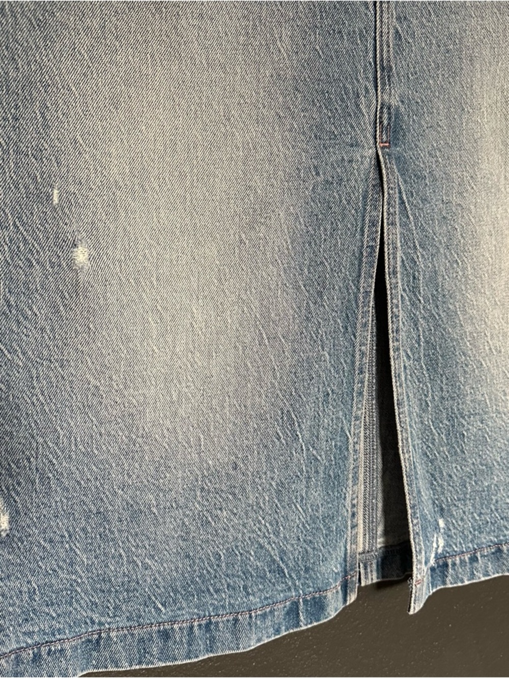 Pistola Distressed Denim Midi Skirt Front Slit Size 26 High Rise - Picture 4 of 7